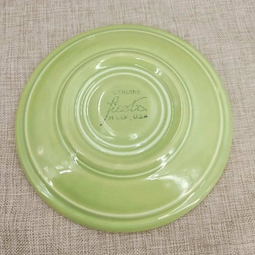 Vintage Pre 1972 Fiesta Light Green Chartreuse Saucers Lot of 2 Fiestaware VG